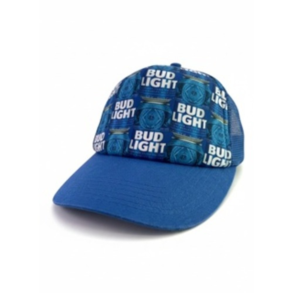 Bud Light Beer Can Print Blue Trucker Hat Mesh Snapback Cap 2017 Anheuser-Busch